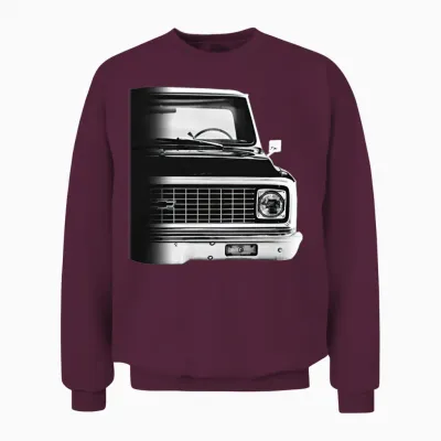 1972 Chevy C10 Pickup Truck Front Half Grill View Unisex Sweatshirt - Maroon