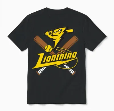 Lightning Baseball Unisex T-Shirt - Black