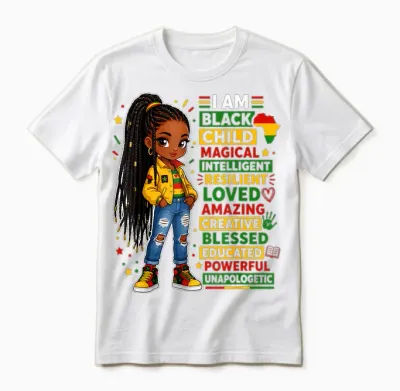Juneteenth Shirts Girls I Am Black Child African American Unisex T-Shirt - White