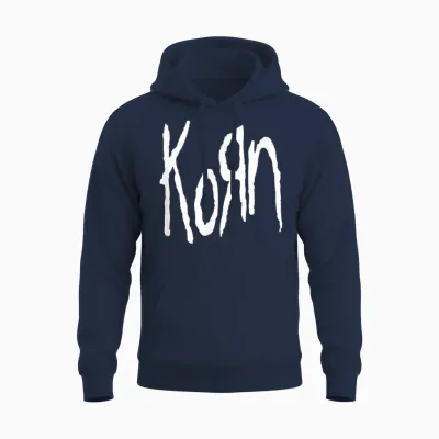 Korn Logo T-Shirt, Black, S Unisex Hoodie - Navy