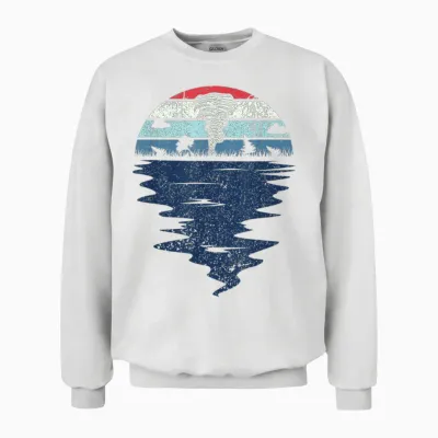 Retro Tornado Hunter Storm Chase Tornadoes T-Shirt, Black, S Unisex Sweatshirt - White