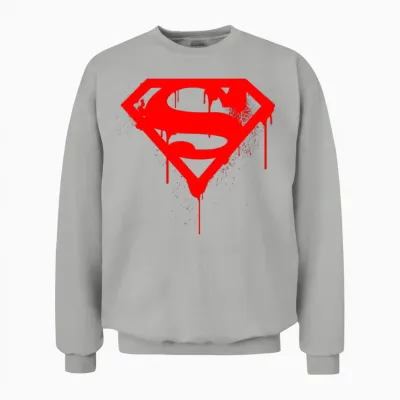 Dc Superman Logo Doomsday Red Graffiti Unisex Sweatshirt - Ash