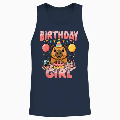 Birthday Girl Capybara Cute Animal Party Unisex Tank Top - Navy