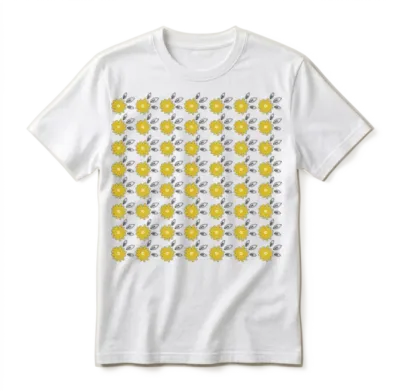 Yellow Retro Summer Flowers Unisex T-Shirt - White