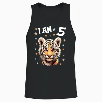 Kinder 5 Jahre Alt Tiger 5. Geburtstag Unisex Tank Top - Black