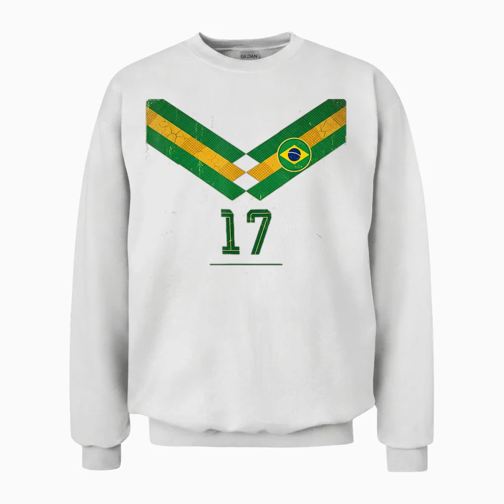 Brésil Cadeau Drapeau Brésil Fan Vintage Samba Brasil Unisex Sweatshirt in White