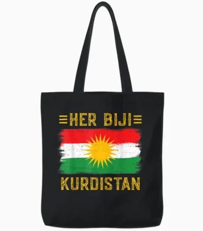 Her Biji Kurdistan Flag Kurdish Kurd Erbil Kurdi Kurdistan T-Shirt, Black Tote Bags - Black