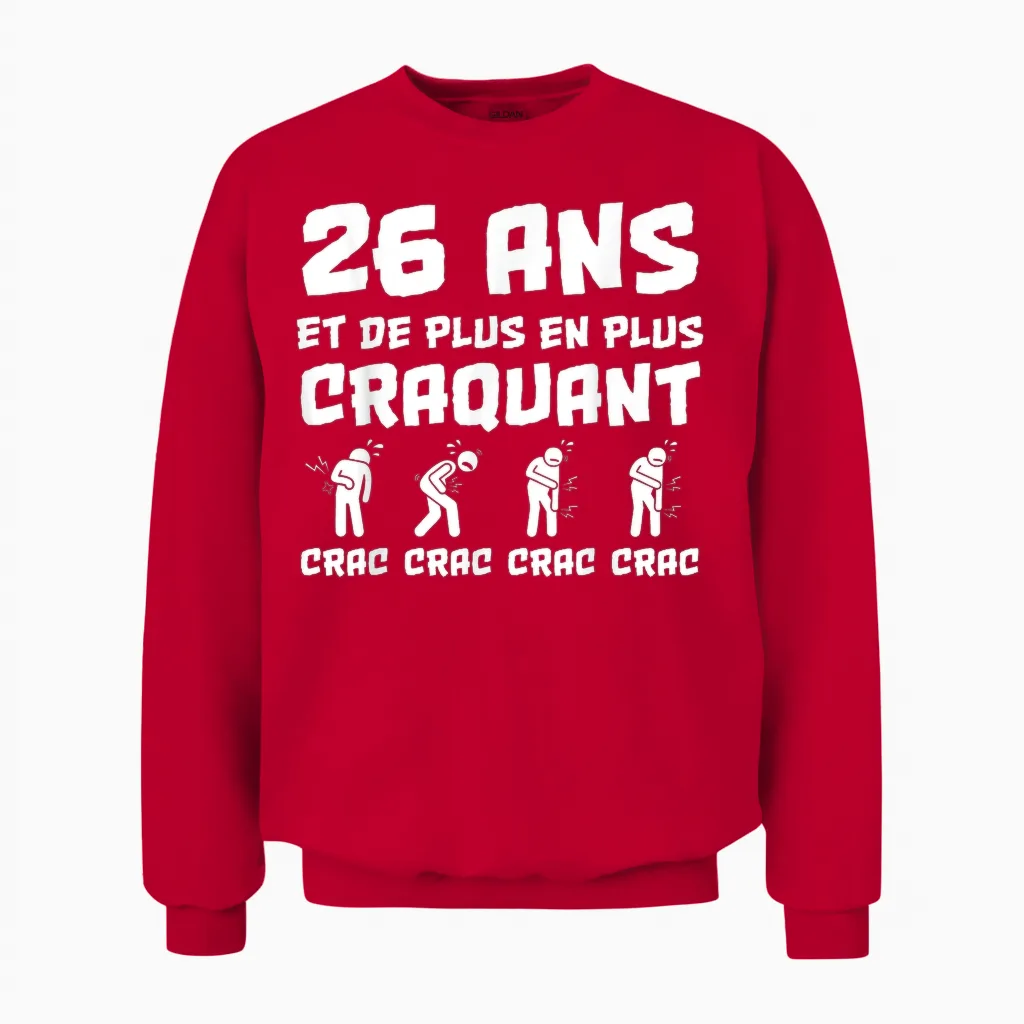Birthday Gift Man 26 Years Funny Unisex Sweatshirt in Red