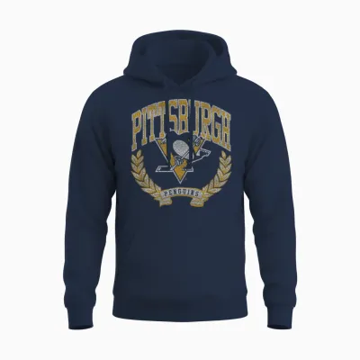 Pittsburgh Penguins Vintage Victory Black Licensed Unisex Hoodie - Navy