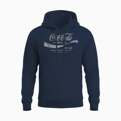Coca-Cola T-Shirt Schwarz Unisex Klein Klassisch Kurzarm Sommer Unisex Hoodie - Navy
