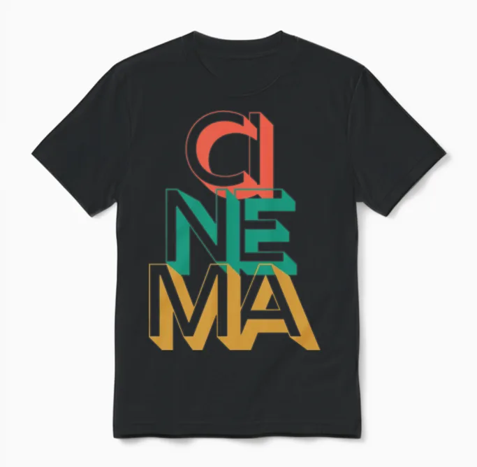 Retro Cinema Unisex T-Shirt in Black