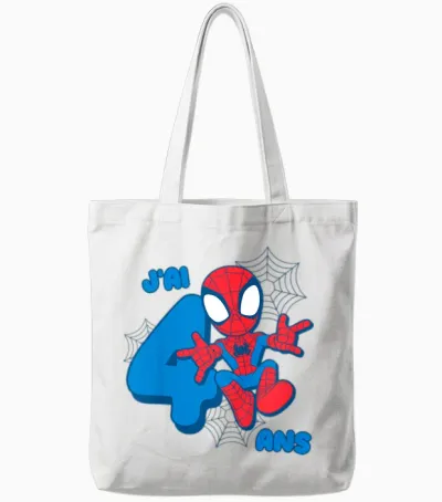Kids Marvel Spider-Man Cute Spidey Birthday 4 Years Tote Bags - White