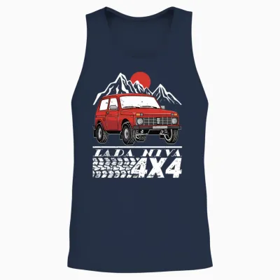 Lada Niva 4x4 Offroad Off-Road Vehicle Russia Ussr Long Sleeve, Black, S Unisex Tank Top - Navy