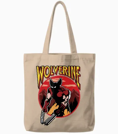 Marvel X-Men Wolverine Retro-Videospiel, Kreisförmiges Portraitlogo Tote Bags - Natural