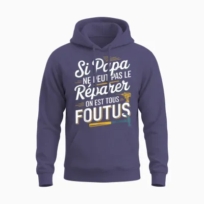 Si Papa Can't Fix It Funny Father's Day Unisex Hoodie - Heather Sport Dark Navy