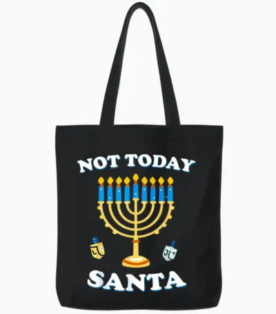 Funny Hanukkah Not Today Santa Jewish Chanukah Chrismukkah Tote Bags - Black