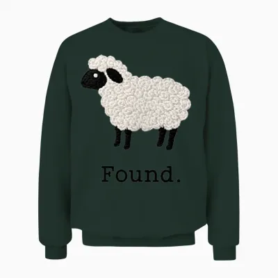 Found Sheep Psalm 23 Christian Faith Lamb Minimalist Unisex Sweatshirt - Forest
