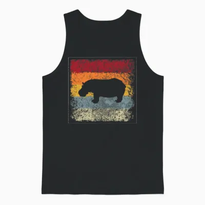 Hippo Retro Unisex Tank Top - Black