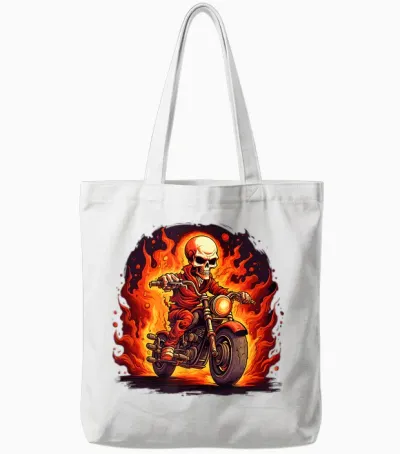 Coole Totenkopf- Und Motorradflammen Für Jungen Und Mädchen Tote Bags - White