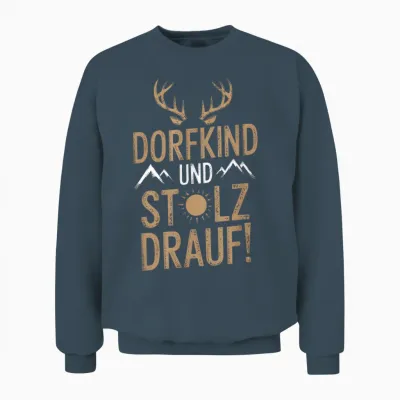 T-Shirt with German Text "dorfkind Und Stolz Drauf!" [german Language] Unisex Sweatshirt - Dark Heather