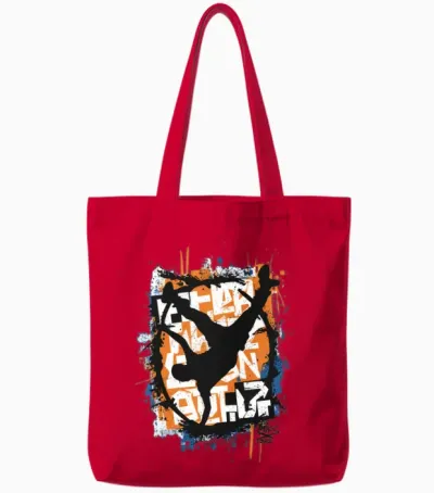 Vintage Hip Hop Rapper-Inspired Urban Art Tote Bags - Red