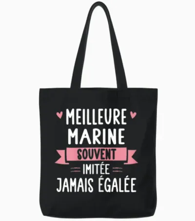 Femme Unique Humour Cadeau Personnalisé Prénom Marine Tote Bags - Black