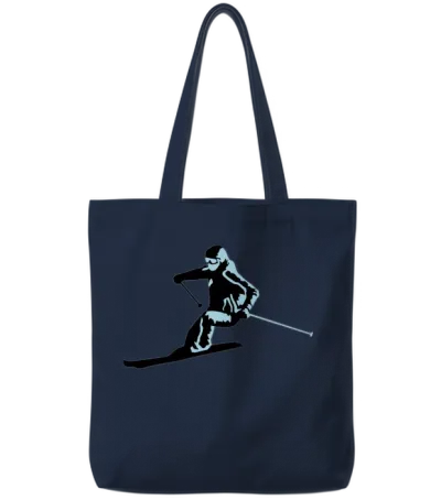 Skiing, Skier, Ski Tote Bags - Navy