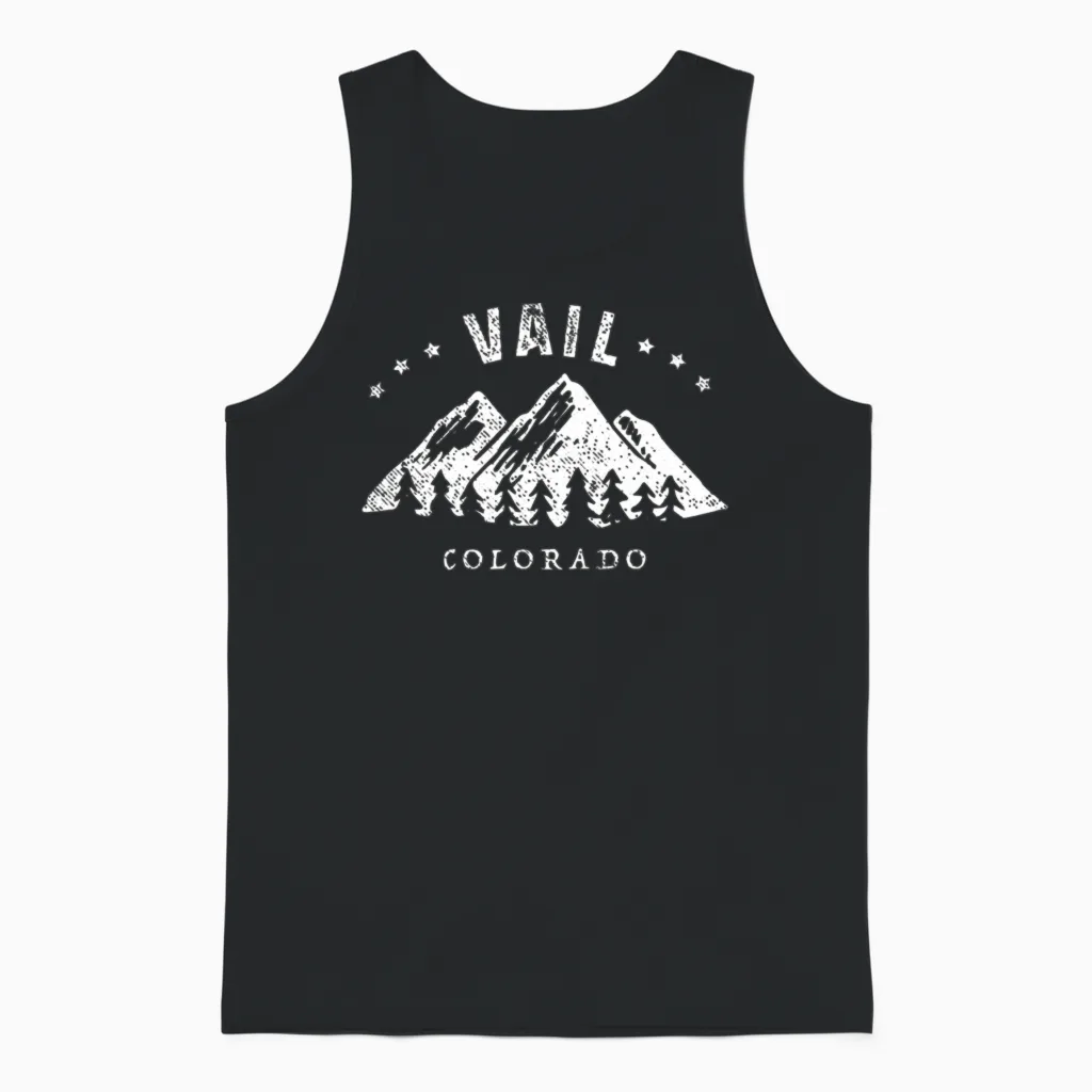 Vail Colorado Outdoor Hiking Adventure Unisex Tank Top in Black