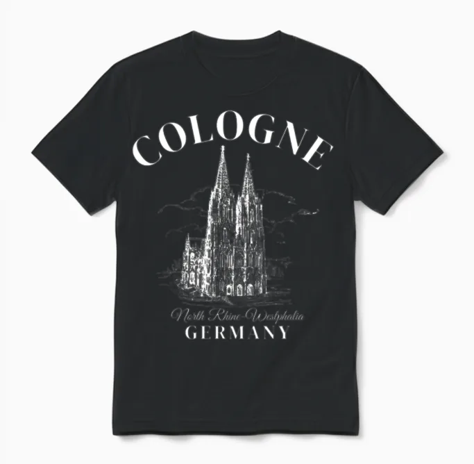 Cologne Germany Retro Unisex T-Shirt in Black