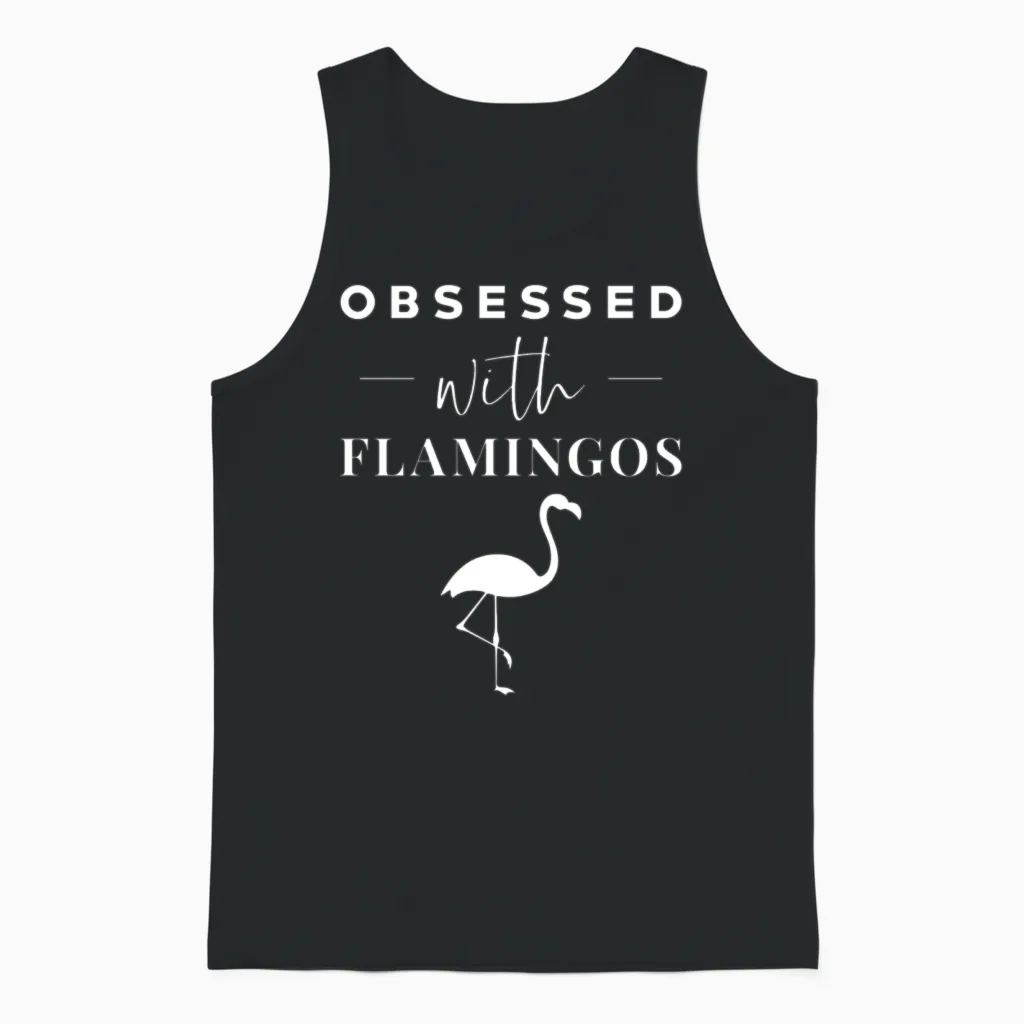 Flamingo Unisex Tank Top in Black