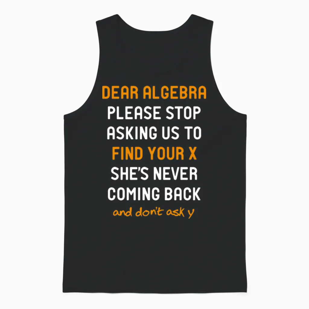Dear Algebra Unisex Tank Top in Black