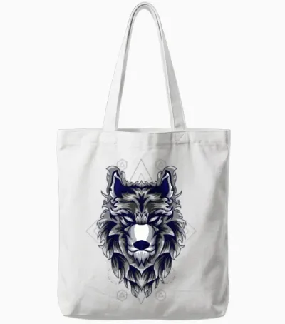 Alpha Retro Wolf Vintage Tote Bags - White