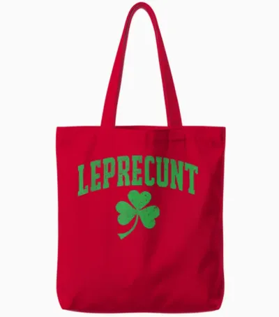 Leprecunt St Patricks Day Women's Leprecunt Irish Shamrock Tote Bags - Red