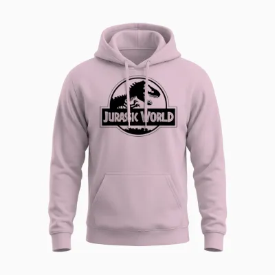 Jurassic World Classic Logo in Black Unisex Hoodie - Light Pink