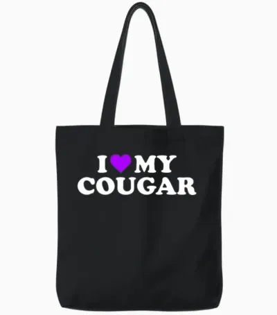 I Love Cougars Cougar Humor Valentine's Day 3bk4 Tote Bags - Black
