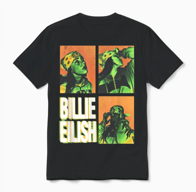 Official Billie Eilish Hit Me Hard and Soft Photo Squares Unisex T-Shirt in Black