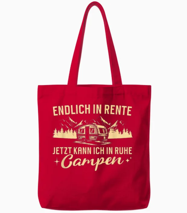 Rente in Ruhe Campen Wohnwagen Rentner Tote Bags in Red