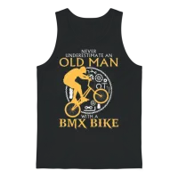 Old Man with a Bmx Bike Cycling Unisex Tank Top - Black – 1