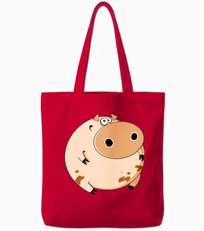 Cartoons-Funny-Pig Tote Bags - Red