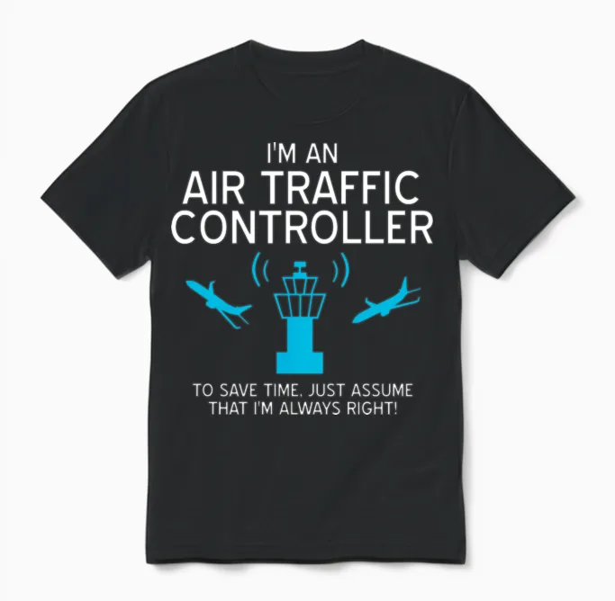 Air Traffic Controller Atc Air Traffic Control Unisex T-Shirt in Black
