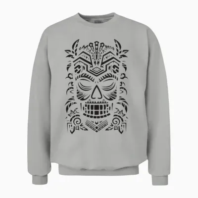 Tribal Tiki Mask Unisex Sweatshirt - Ash