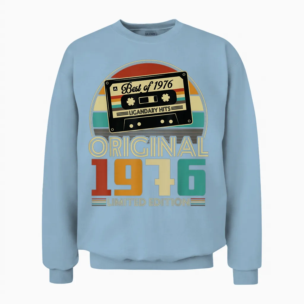 Original 1976 Vintage Birthday 50 Years for Men Women Unisex Sweatshirt in Light Blue