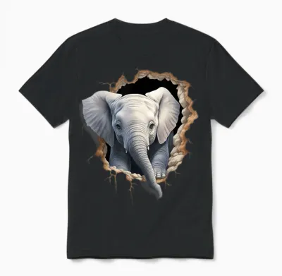 Elefanten-Wandmotiv Kunstwerk Tierwelt Afrikanische Tierliebhaber Unisex T-Shirt - Black