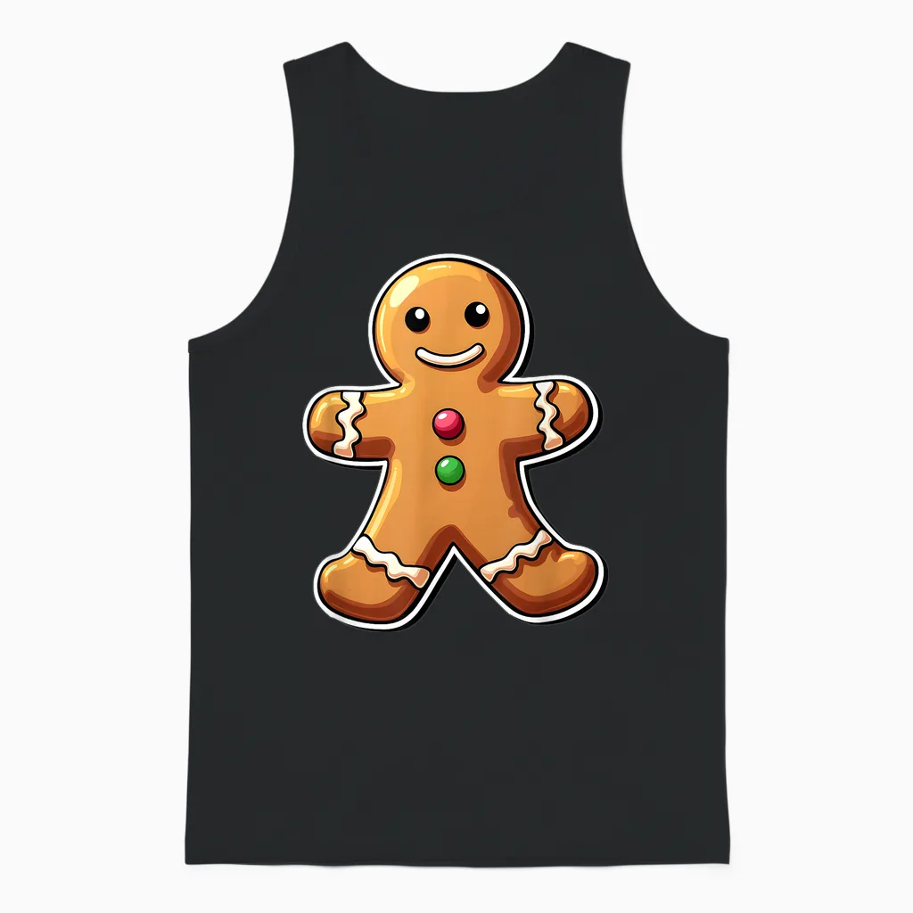Gingerbread Christmas Women Kids Toddler Men Man Boys Unisex Tank Top in Black
