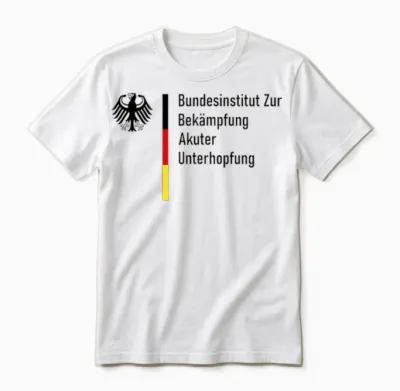 German Federal Institute for Combating Acute Underhopfung Party T-Shirt, Gray Unisex T-Shirt - White