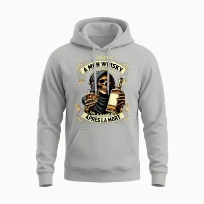 Touch My Whiskey and You'll See if There's Life After T-Shirt, Black, S Unisex Hoodie - Ash