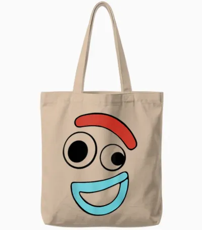 Disney Pixar Toy Story 4 Forky Large Happy Face Tote Bags - Natural