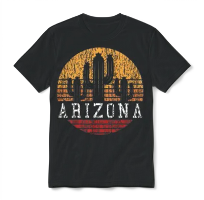 Arizona Vintage Retro Cactus Unisex T-Shirt - Black