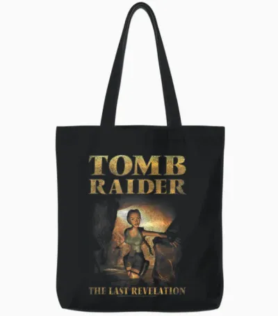 Tomb Raider the Last Revelation Cave Scene Retro Video Game Tote Bags - Black