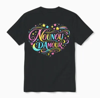 Cadeau Nounou D'amour Original Merci Nourrice Babysitter Unisex T-Shirt - Black